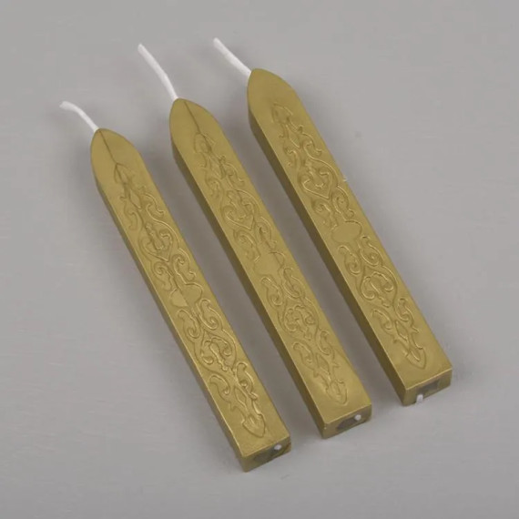 Forseglingsvoks med veke - Gull - 3pk