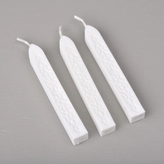 Forseglingsvoks med veke - Hvit - 3pk