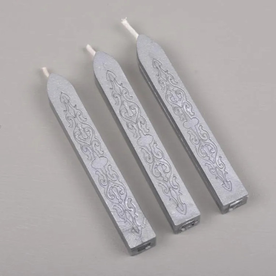 Forseglingsvoks med veke - Sølv - 3pk