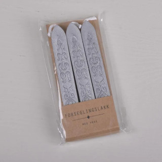 Forseglingsvoks med veke - Sølv - 3pk