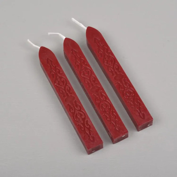 Forseglingsvoks med veke - Rød - 3pk