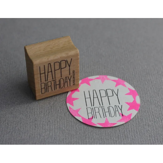 Stempel HAPPY BIRTHDAY stående