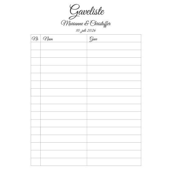 Gaveliste til Bryllup - Offwhite