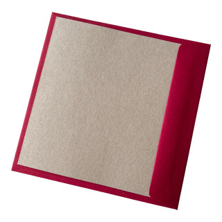 5pk Kort & Konvolutter Kvadrat - Kvist/Rød