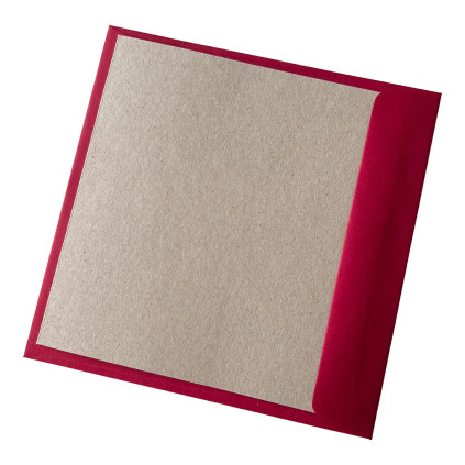 5pk Kort & Konvolutter Kvadrat - Kvist/Rød