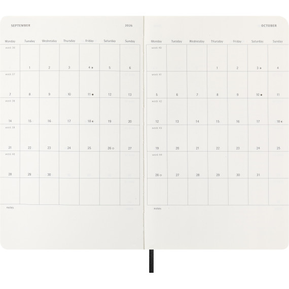 Kalender Moleskine 2026 Medium - Sort