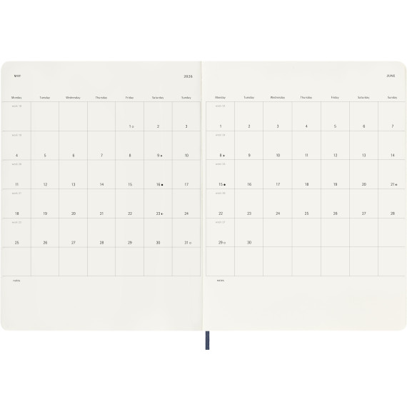 Kalender Moleskine 2026 Large - Blå
