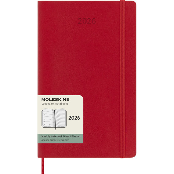 Kalender Moleskine 2026 Medium - Rød