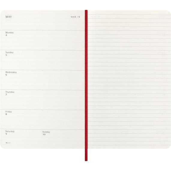 Kalender Moleskine 2026 Medium - Rød