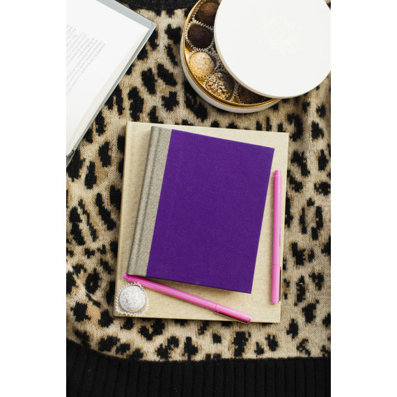 Notatbok A6+ Upcycled - Lilla/Sand