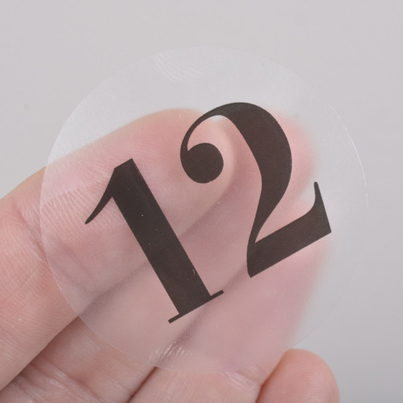 Klistremerker 1-24 Transparent med sorte tall