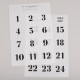 Klistremerker 1-24 Transparent med sorte tall