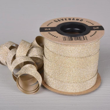Gavebånd 25m Gull Glitter