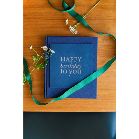 Kort med konvolutt - Happy Birthday Blå